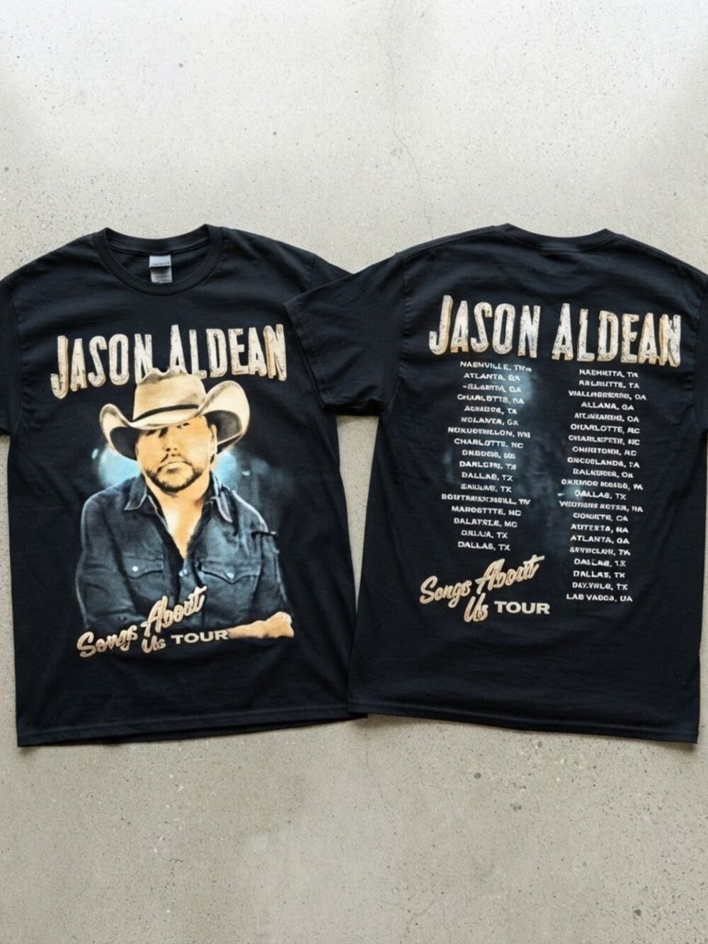 Jason Aldean Songs About Us Tour Photo Charcoal Black T-Shirt S-4XL